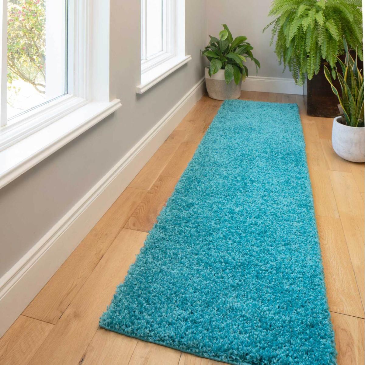 Soft Value Teal Blue Shaggy Area Rug - Teal Blue / 135 x 135cm – image 5