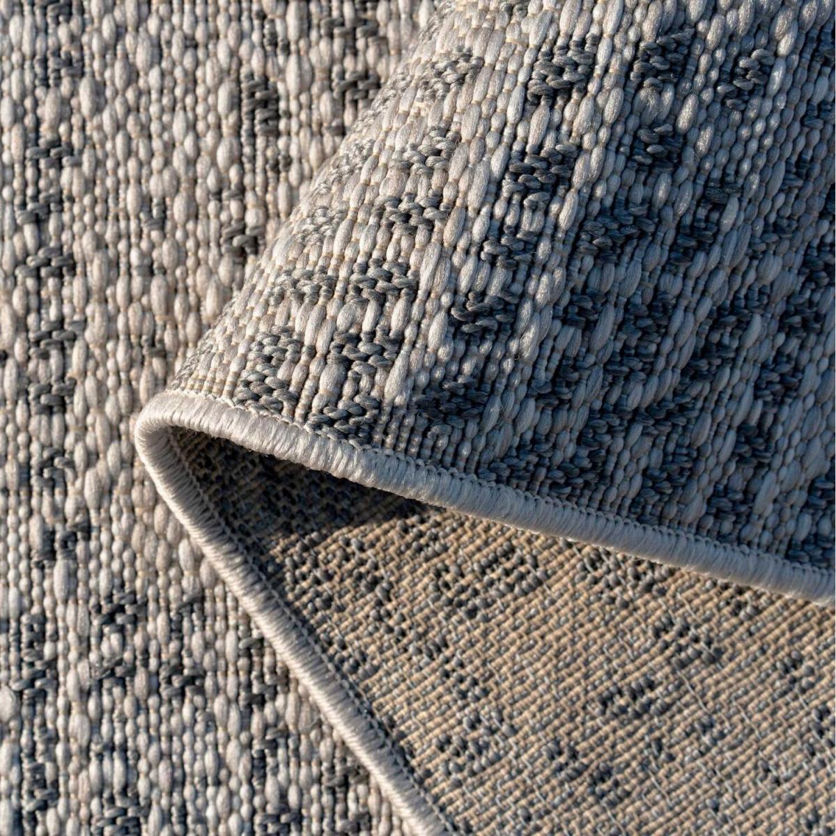 Greige Diamond Textured Flatweave Indoor Outdoor Weatherproof Rug - Greige / 170 x 120cm – image 3