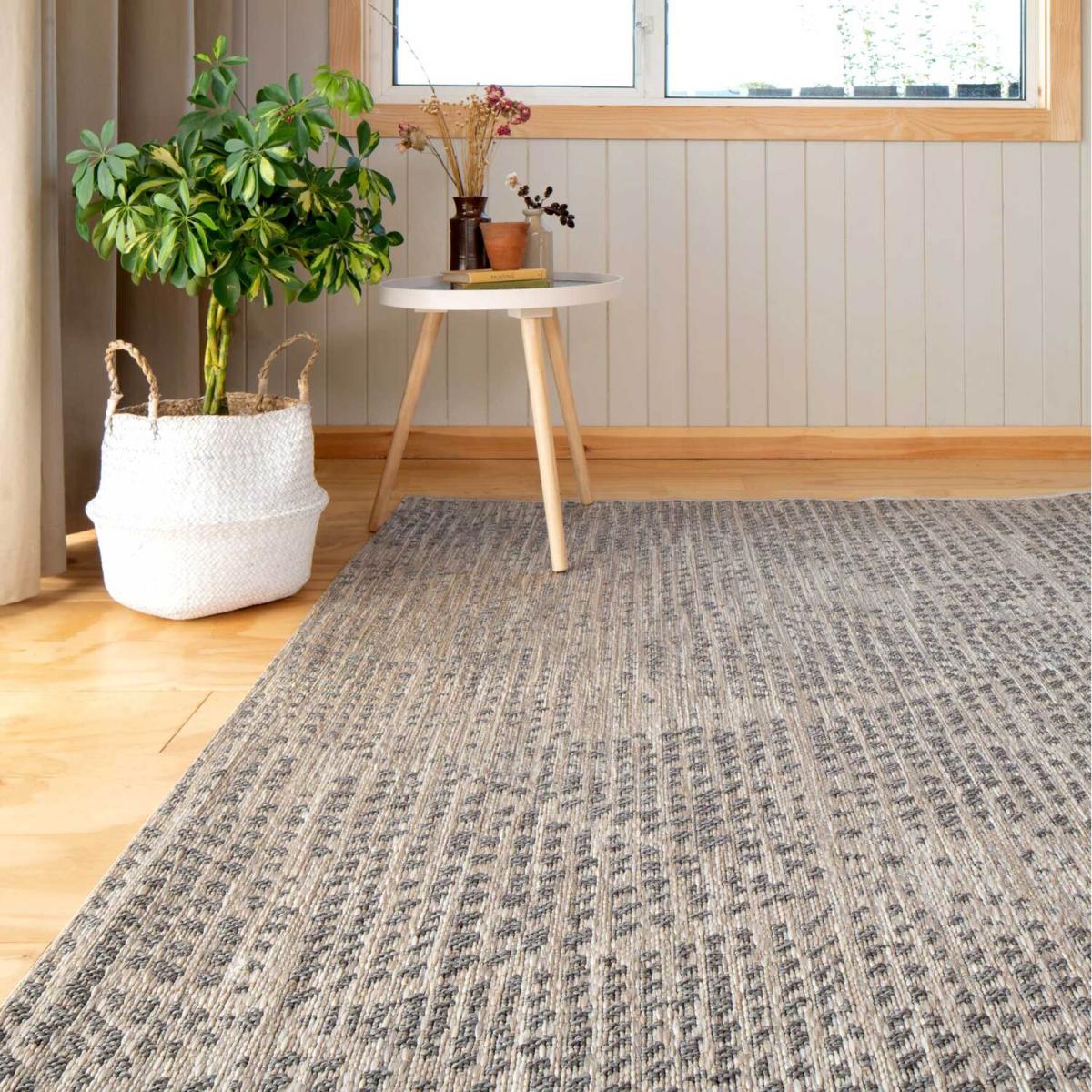 Greige Diamond Textured Flatweave Indoor Outdoor Weatherproof Rug - Greige / 170 x 120cm – image 5