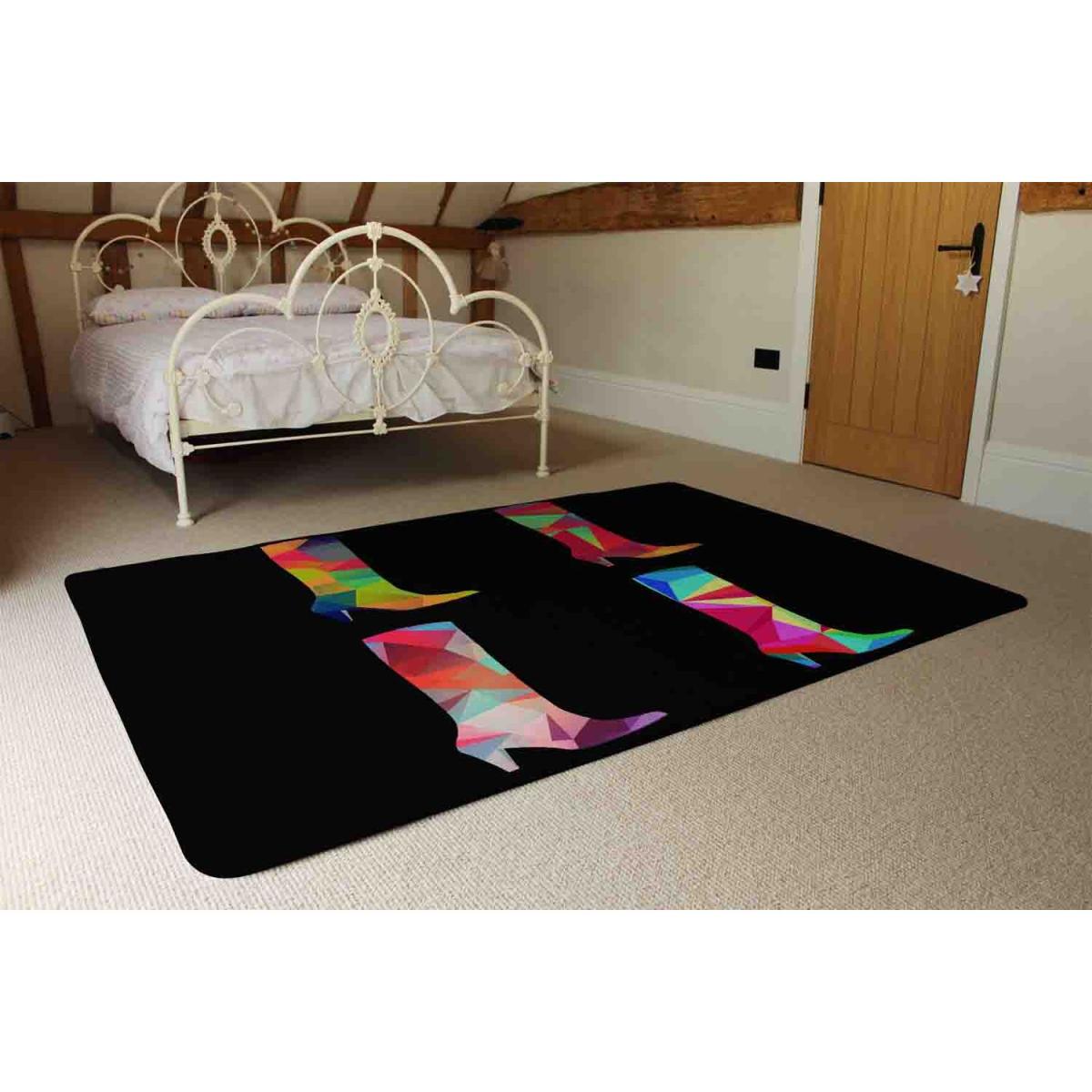 Geometric Boots Rug - Black / 110cm – image 3