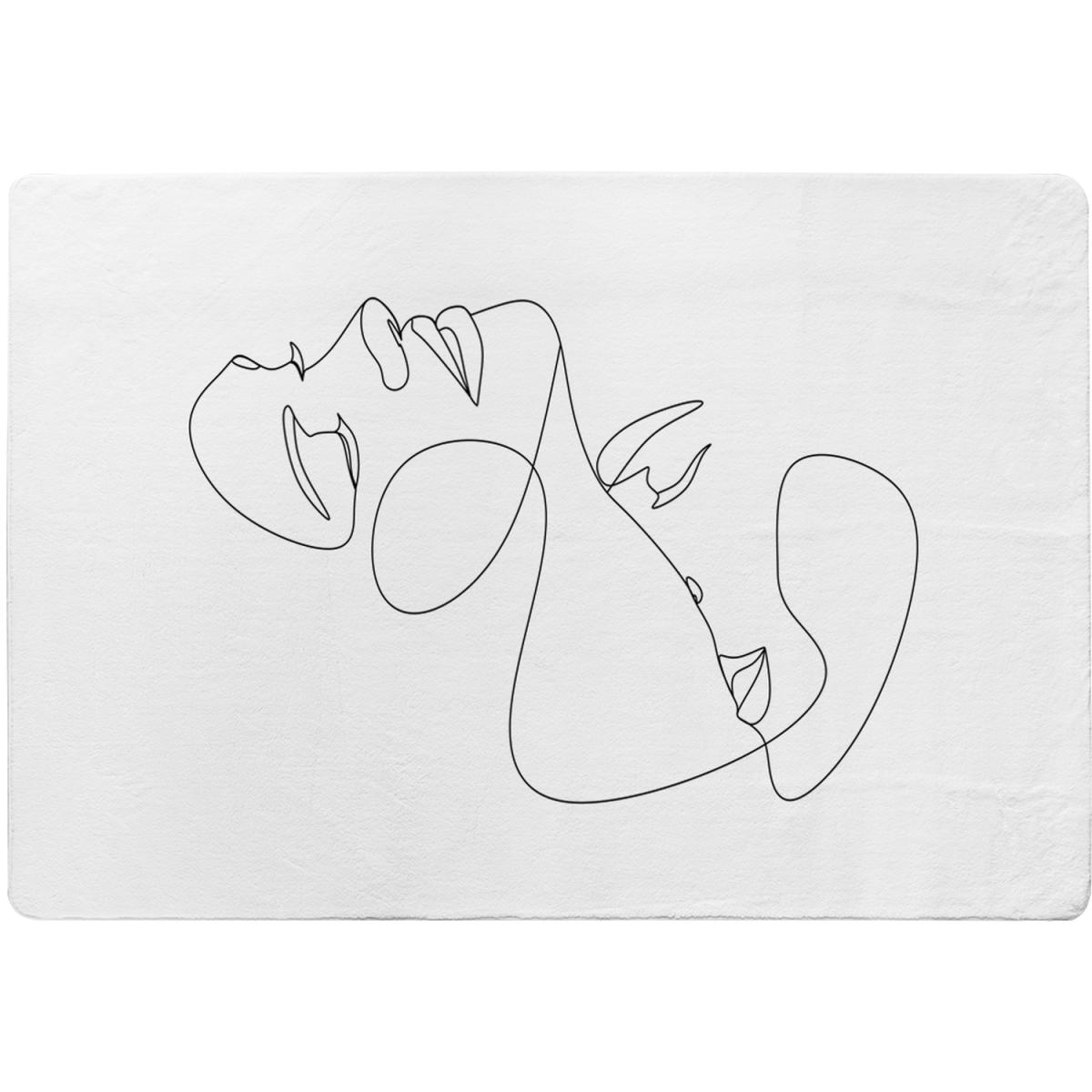 Man And Woman Touch By One Line Designer Rug - White / 110cm – image 2