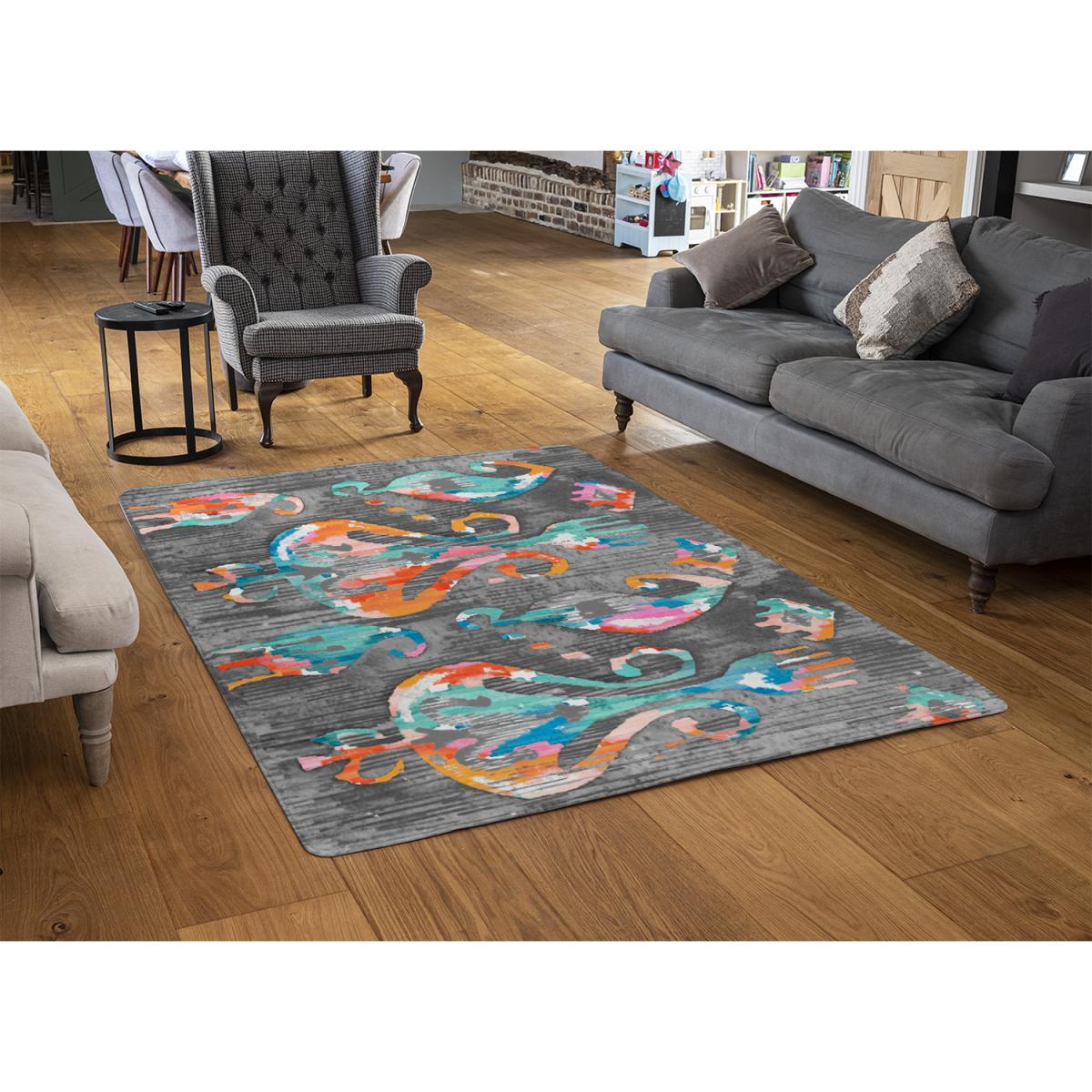 Trendy Tribal Pattern In Watercolour Style Rug - Blue / 230cm – image 3