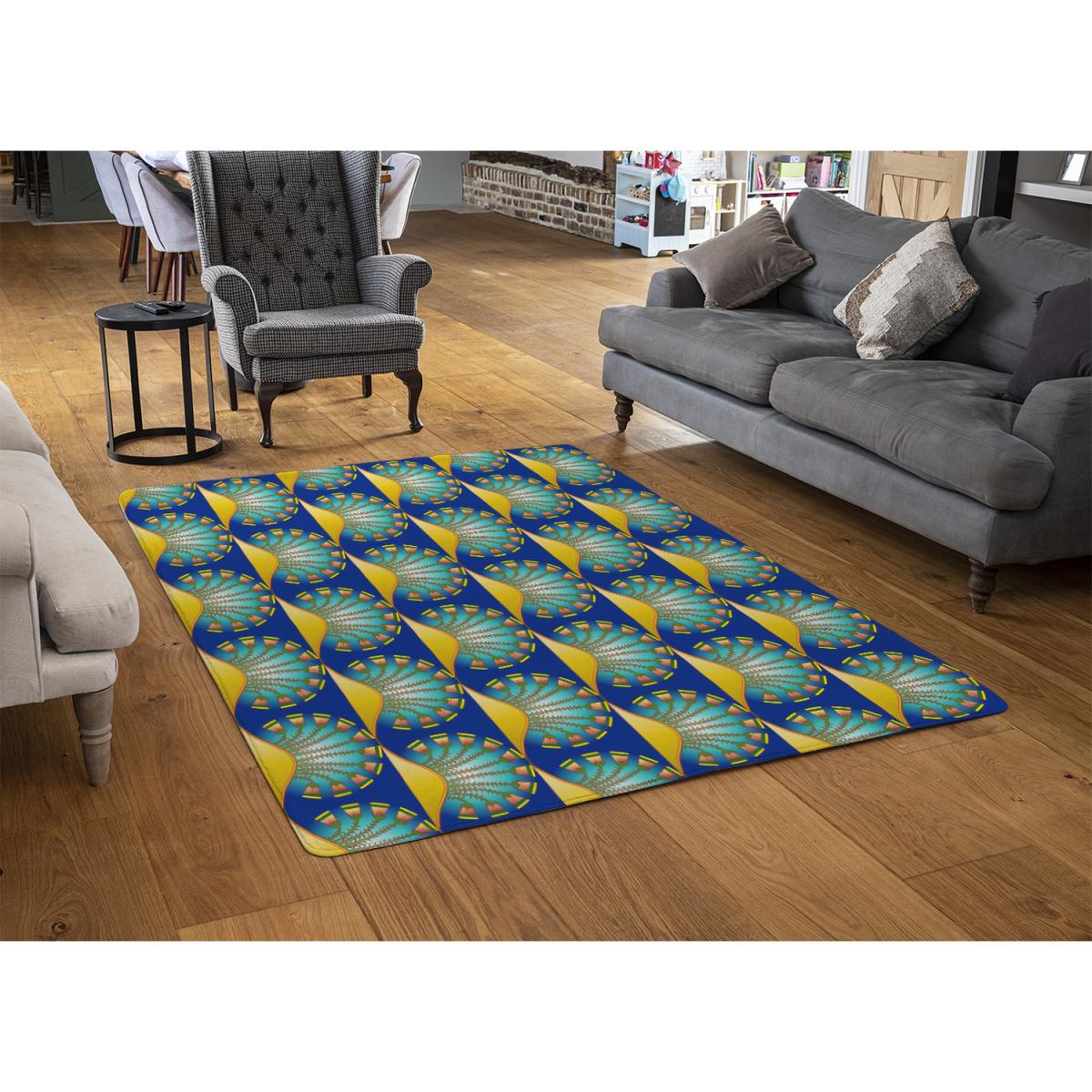 Egyptian Style Motif Designer Rug - Blue / 200cm – image 2