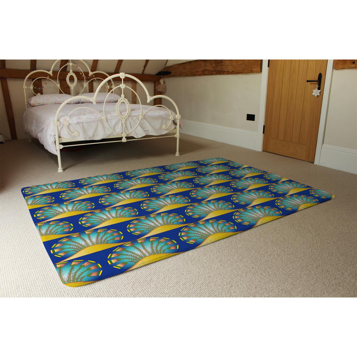 Egyptian Style Motif Designer Rug - Blue / 200cm – image 3
