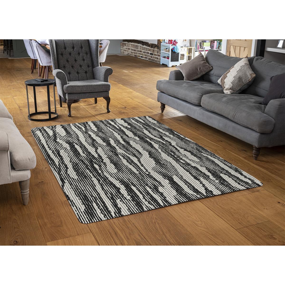Grunged Stripes Rug - Black / 150cm – image 2