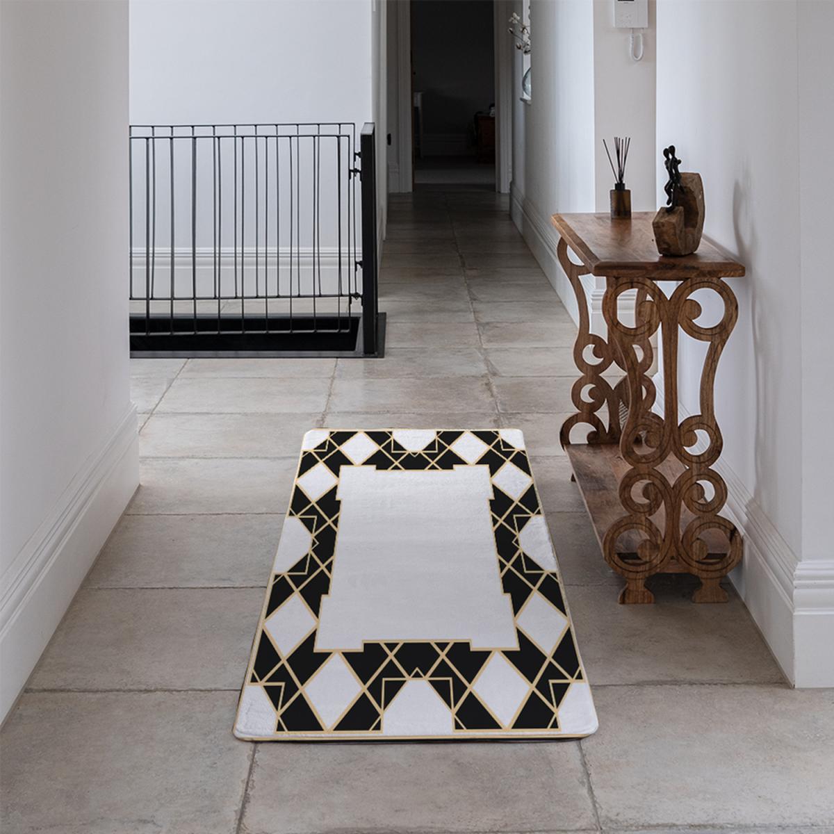 Art Dco Diamond Border Runner Rug - Gold – image 4
