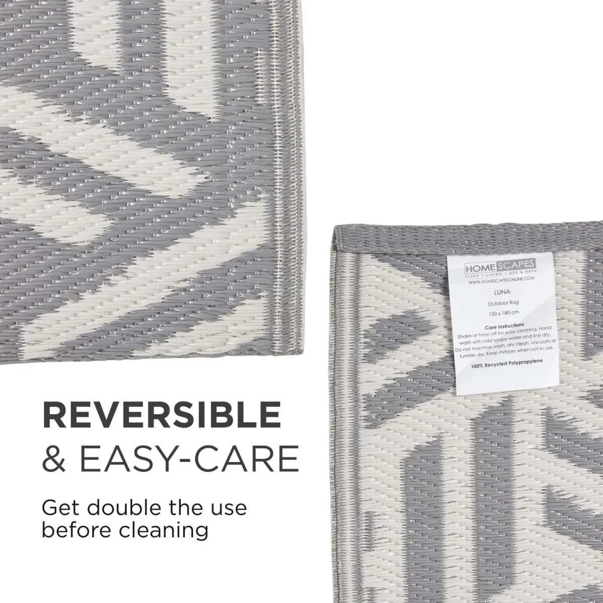 Homescapes Outdoor Rug Luxury Waterproof Reversible, Grey Luna Geometric - Grey / 300cm – image 9