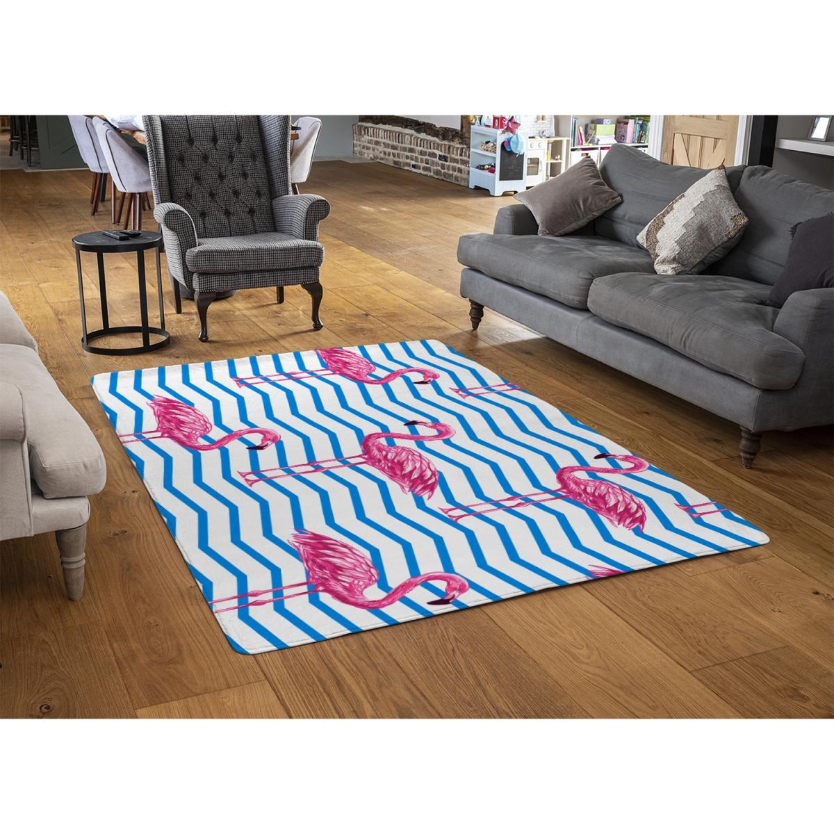 Flamingo Blue Geometric Lines Designer Rug - Pink / 150cm – image 2