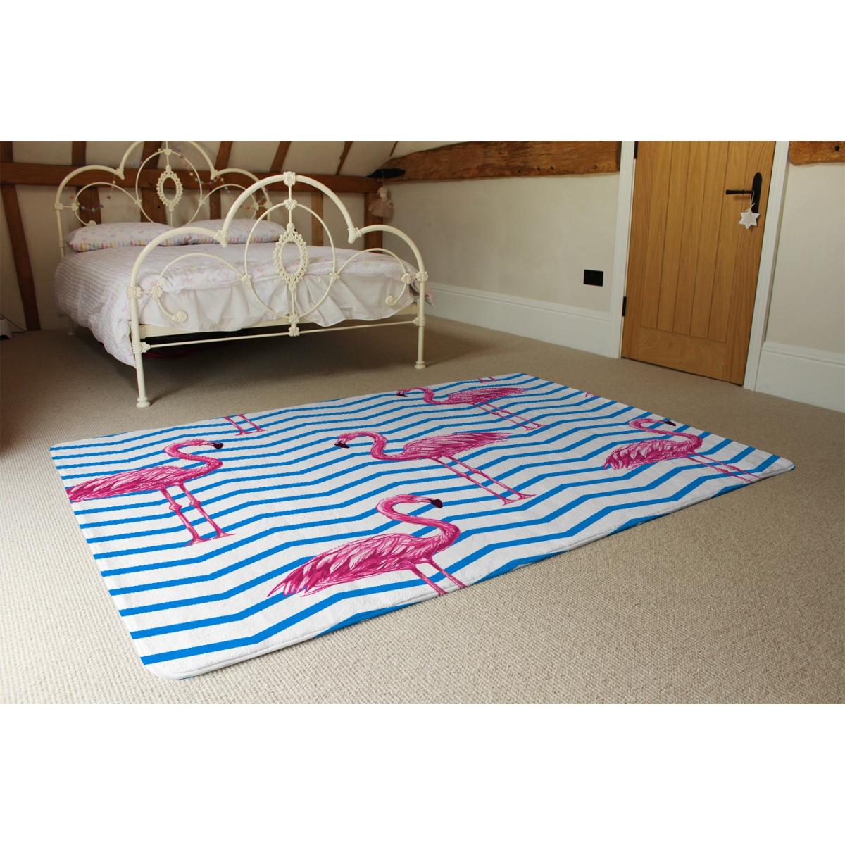 Flamingo Blue Geometric Lines Designer Rug - Pink / 150cm – image 3