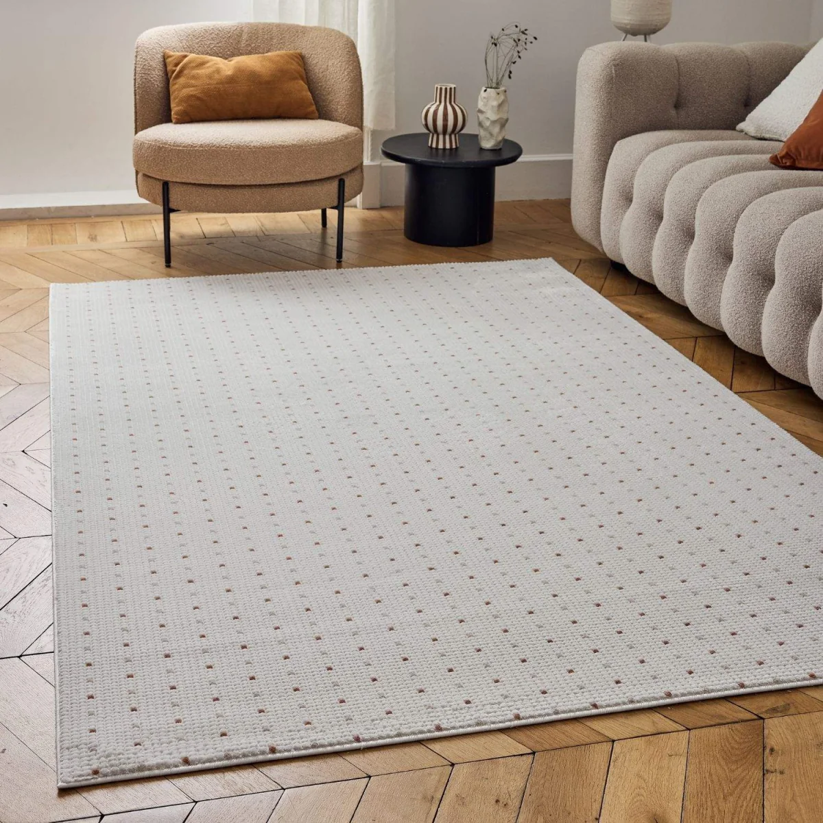 The Rugs Carmel Dots Textured Rug - Cream-Terra – image 8