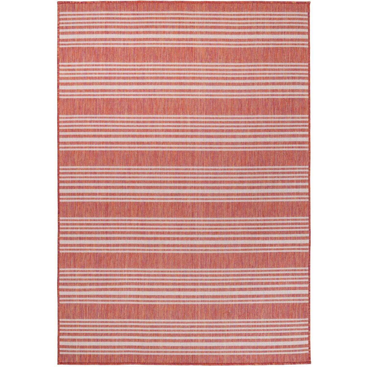 Coral Pink Stripe Flatweave Indoor Outdoor Rug - Coral / 290 x 200cm – image 2