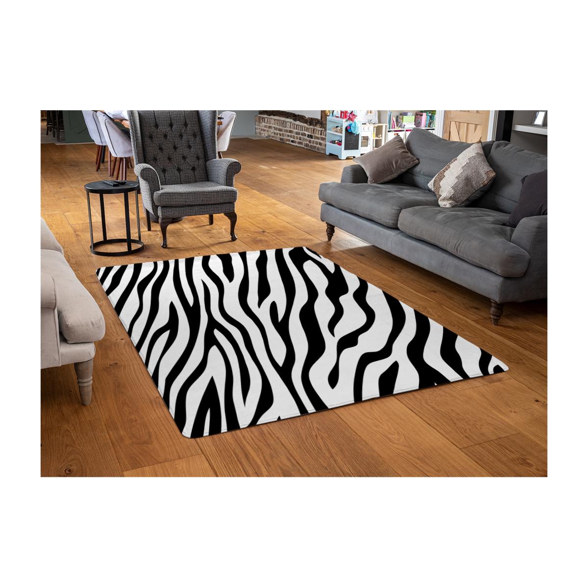 Print Of Zebra Stripes Designer Rug - Black / 110cm – image 1