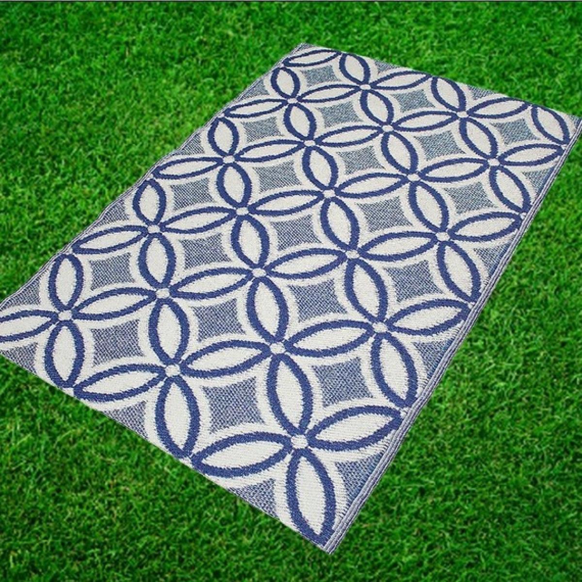 Large Outdoor Rug Blue Circles - Blue
