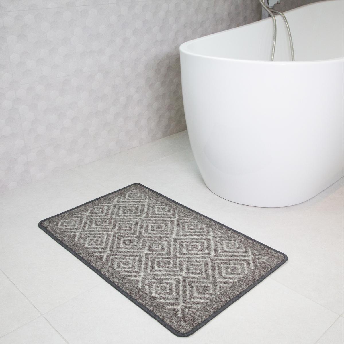 Silver Grey Moroccan Geometric Non Slip Washable Kitchen Utility Mat - Grey / 150cm – image 2