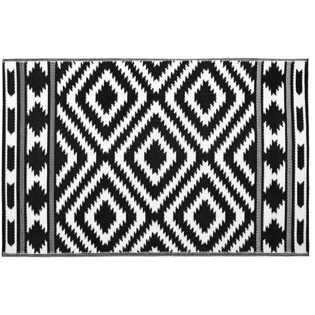 Large Outdoor Garden Rug Waterproof Black White Aztec 170 x 120cm - Black and White – image 3