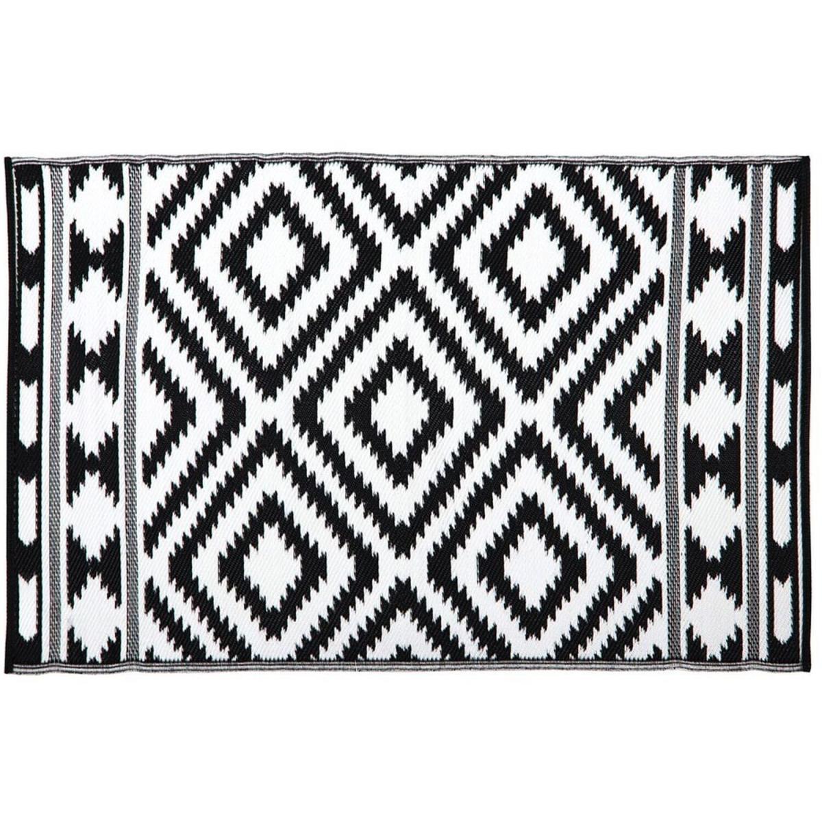 Large Outdoor Garden Rug Waterproof Black White Aztec 170 x 120cm - Black and White – image 4