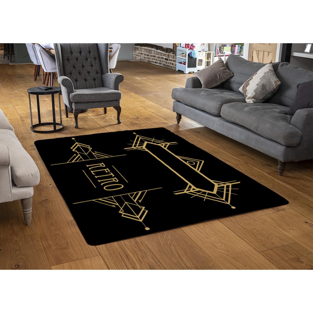 Art Deco Retro Rug - Black / 110cm – image 2
