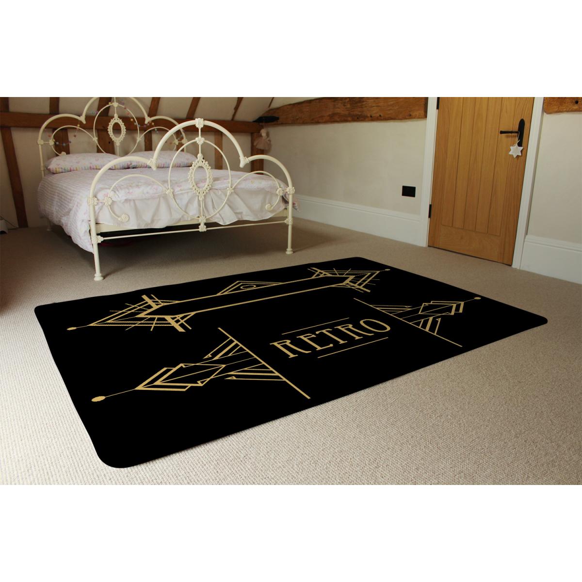 Art Deco Retro Rug - Black / 110cm – image 3
