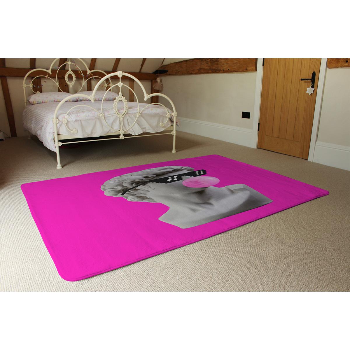 Plaster Statue,  David'S Head In Pixel Glasses Designer Rug - Pink / 150cm – image 3