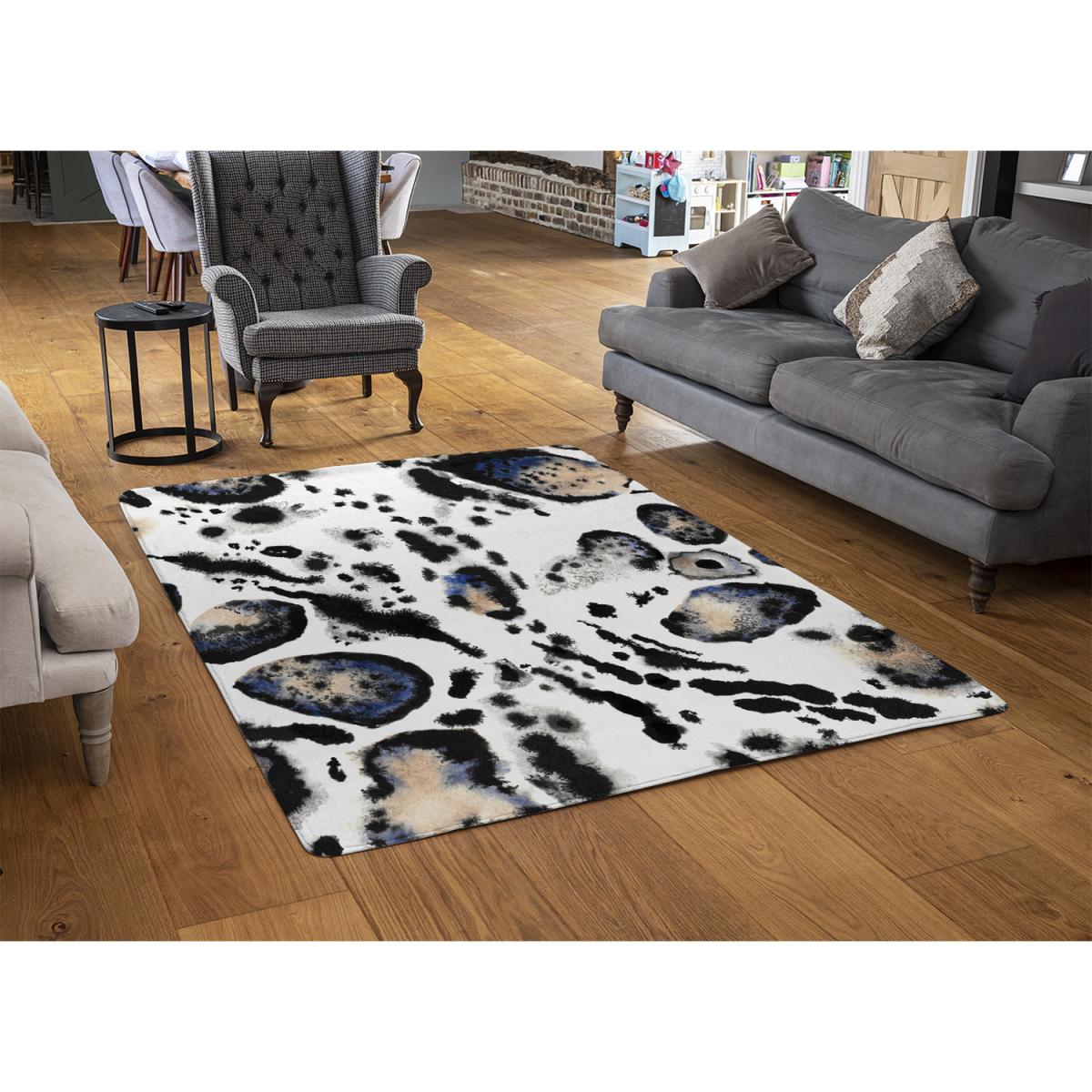 Leopard Print With Blue Designer Rug - Brown / 150cm – image 3