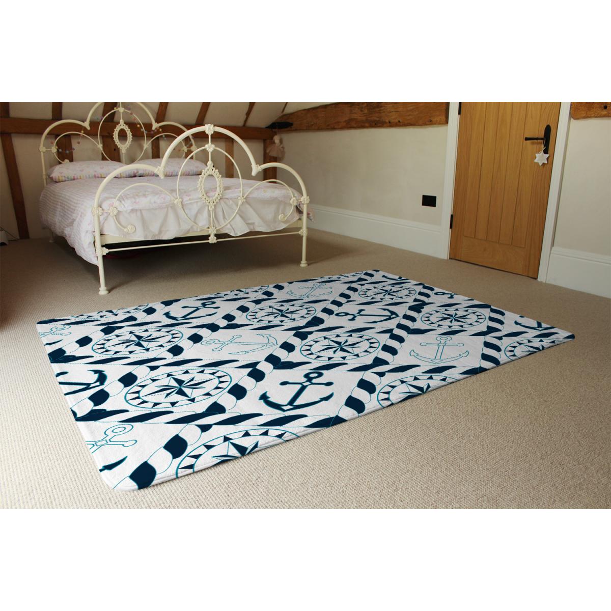 Blue Nautical Elements Designer Rug - Blue / 110cm – image 3