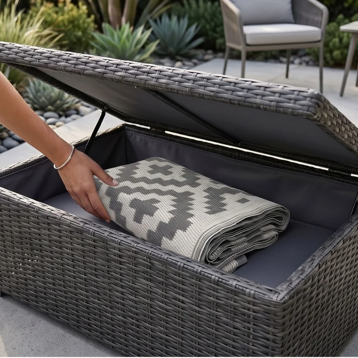 Homescapes Outdoor Rug Luxury Waterproof Reversible Recycled, Grey Zoe Geometric - Grey / 300in – image 9