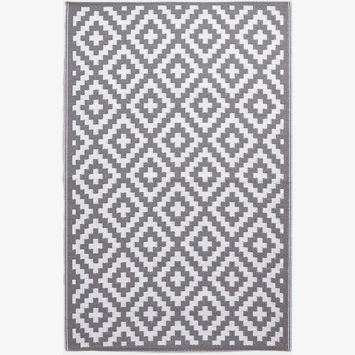 Homescapes Outdoor Rug Luxury Waterproof Reversible Recycled, Grey Zoe Geometric - Grey / 300in – image 1