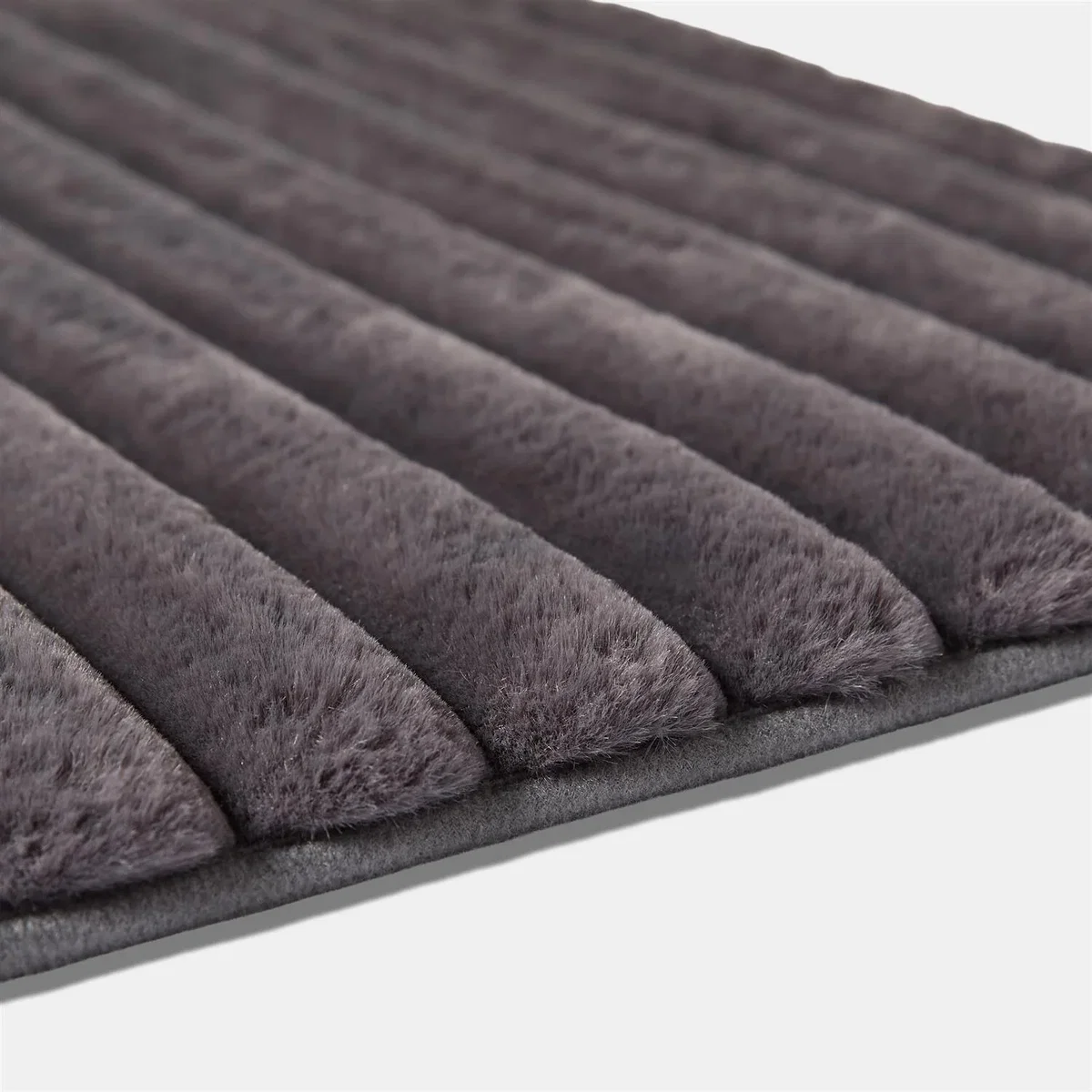 OHS Faux Fur Ribbed Rug - Charcoal / 120X170 – image 5