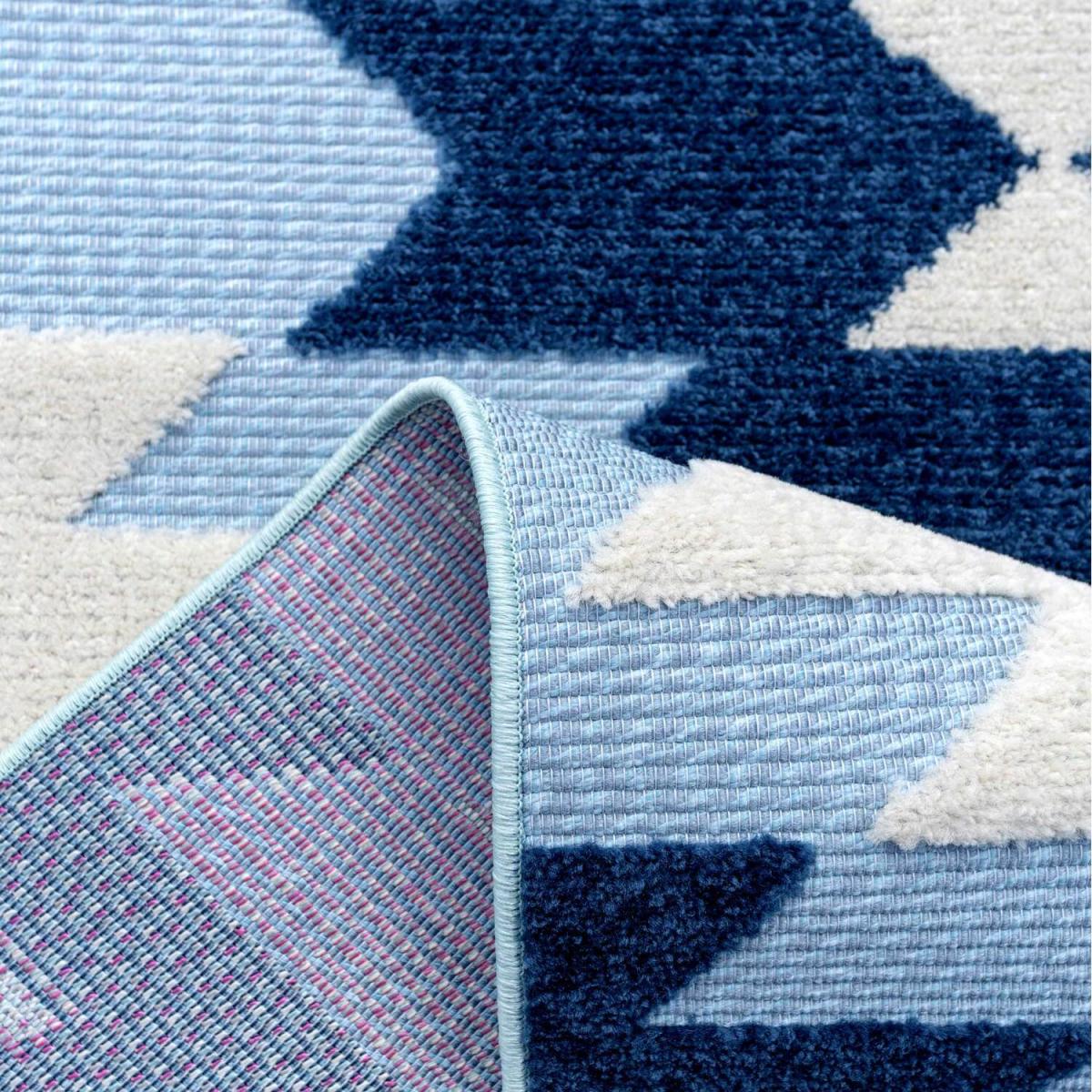 Blue Textured Aztec Geometric Weatherproof Outdoor Garden Rug - Blue / 230 x 160cm – image 4