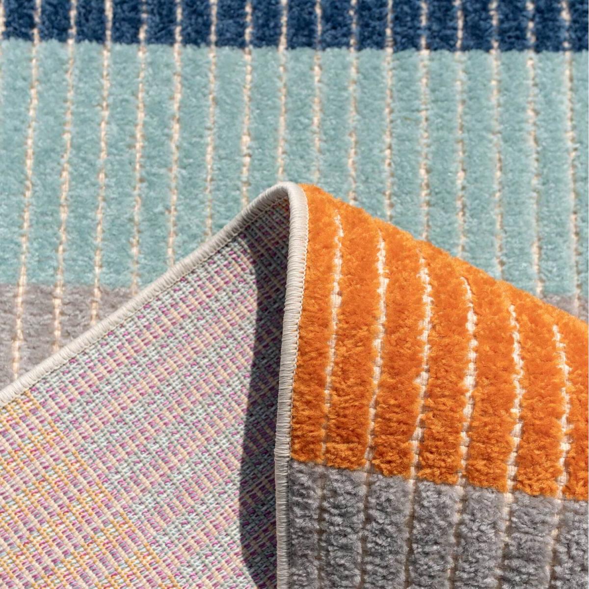 Multicolour Textured Striped Weatherproof Outdoor Garden Rug - Multicolour / 170 x 120cm – image 4