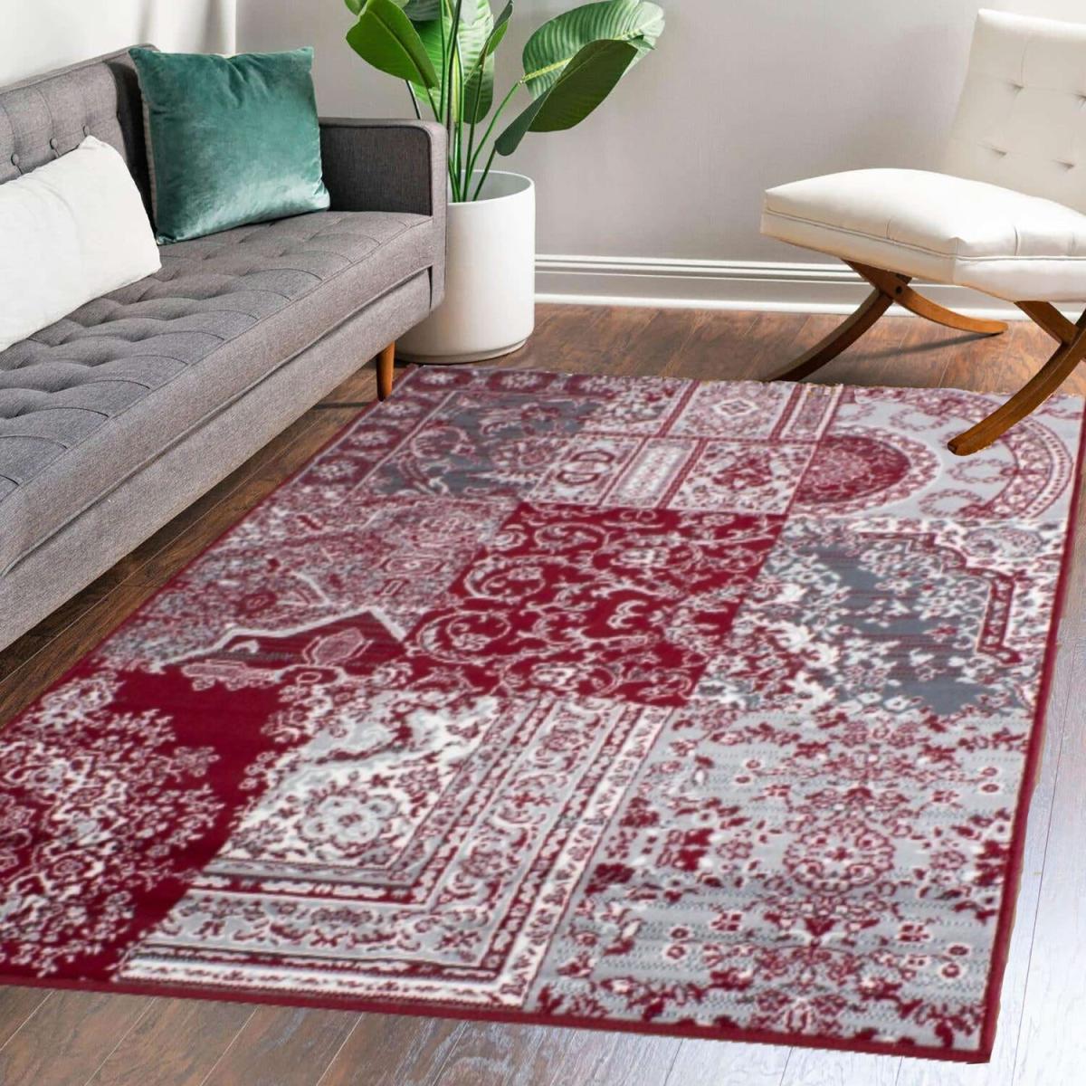 Red Patchwork Living Room Rug - Red / 3kg / 80cm / 150cm – image 1