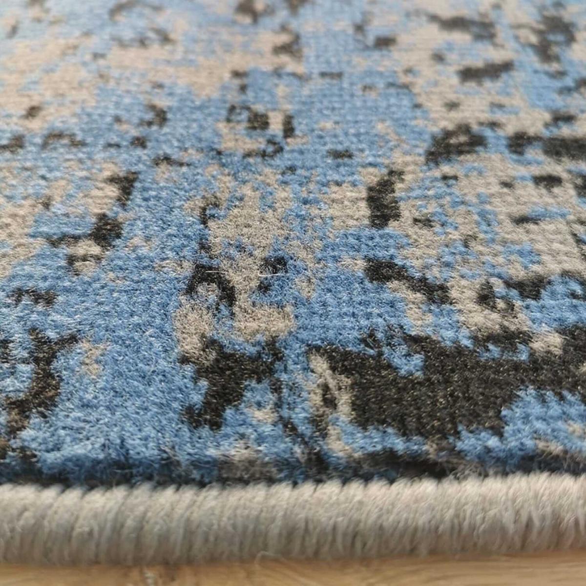 Grey and Blue Distressed Medallion Living Room Rug - JDV - Blue / 10kg – image 3