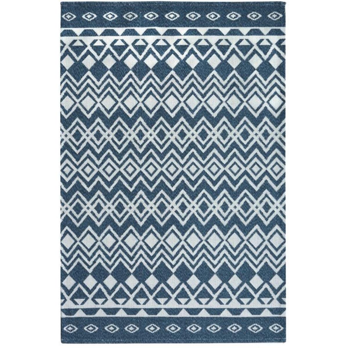 Navy Blue Recycled Cotton Geometric Rug - Regen - Blue / 230cm – image 3