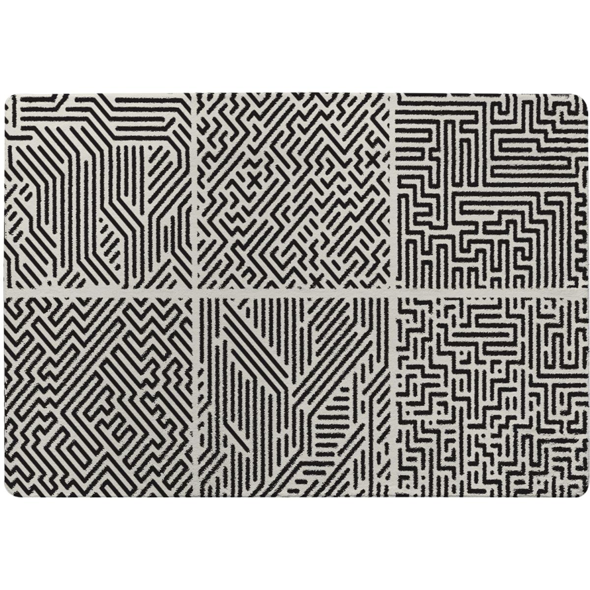Striped Geometric Patterns Rug - Black / 230cm – image 2