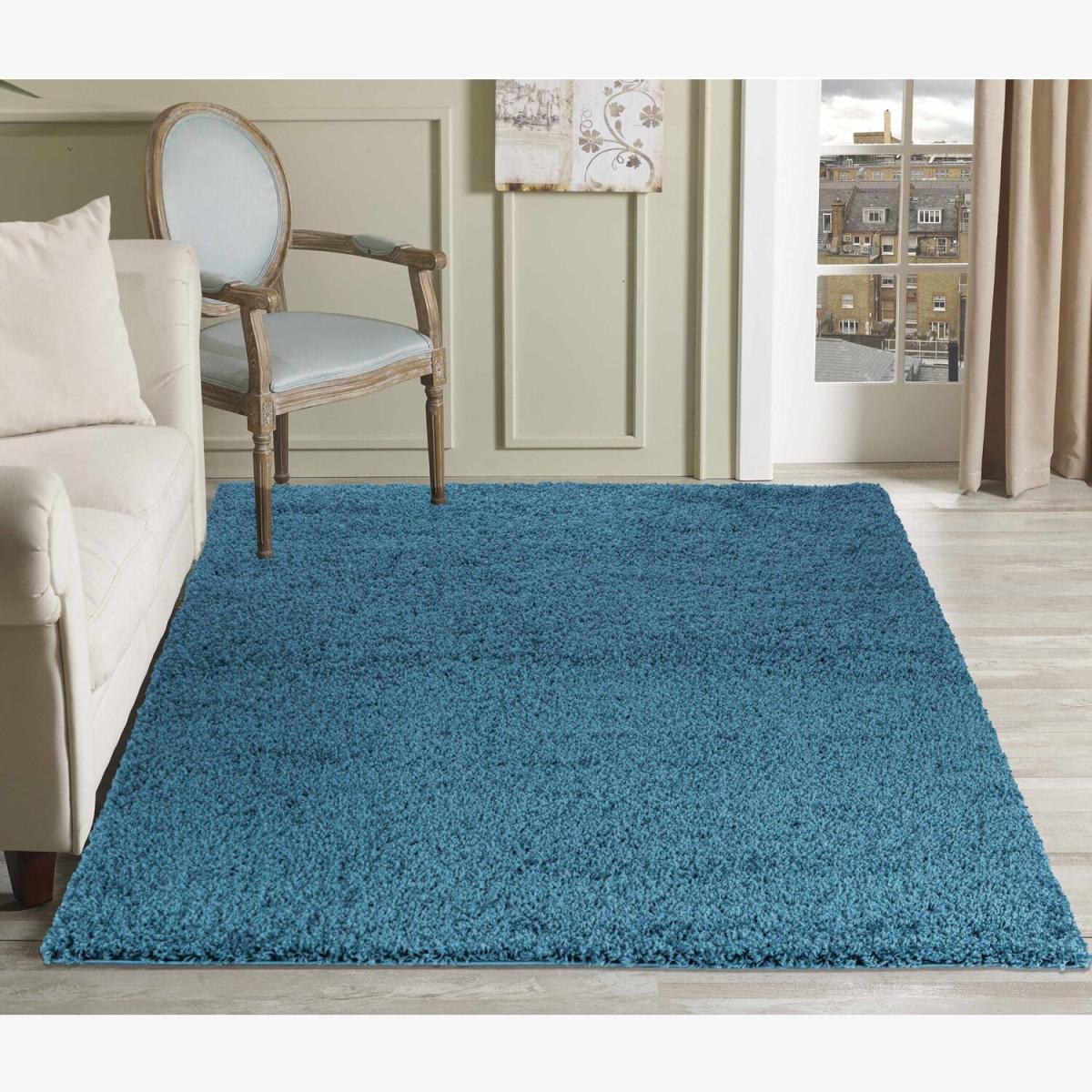 Serdim Rugs Plain Living Room Fluffy Shaggy Area Rugs - Teal / 170cm – image 1