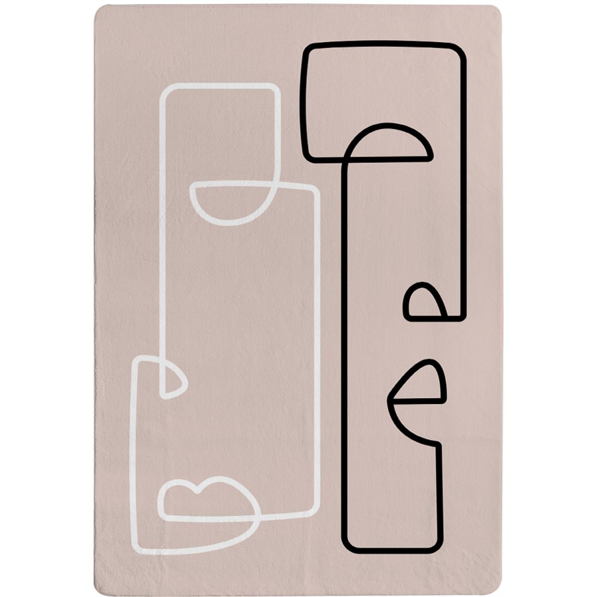 Line Art Of Two Faces Designer Rug - Pink / 110cm – image 2