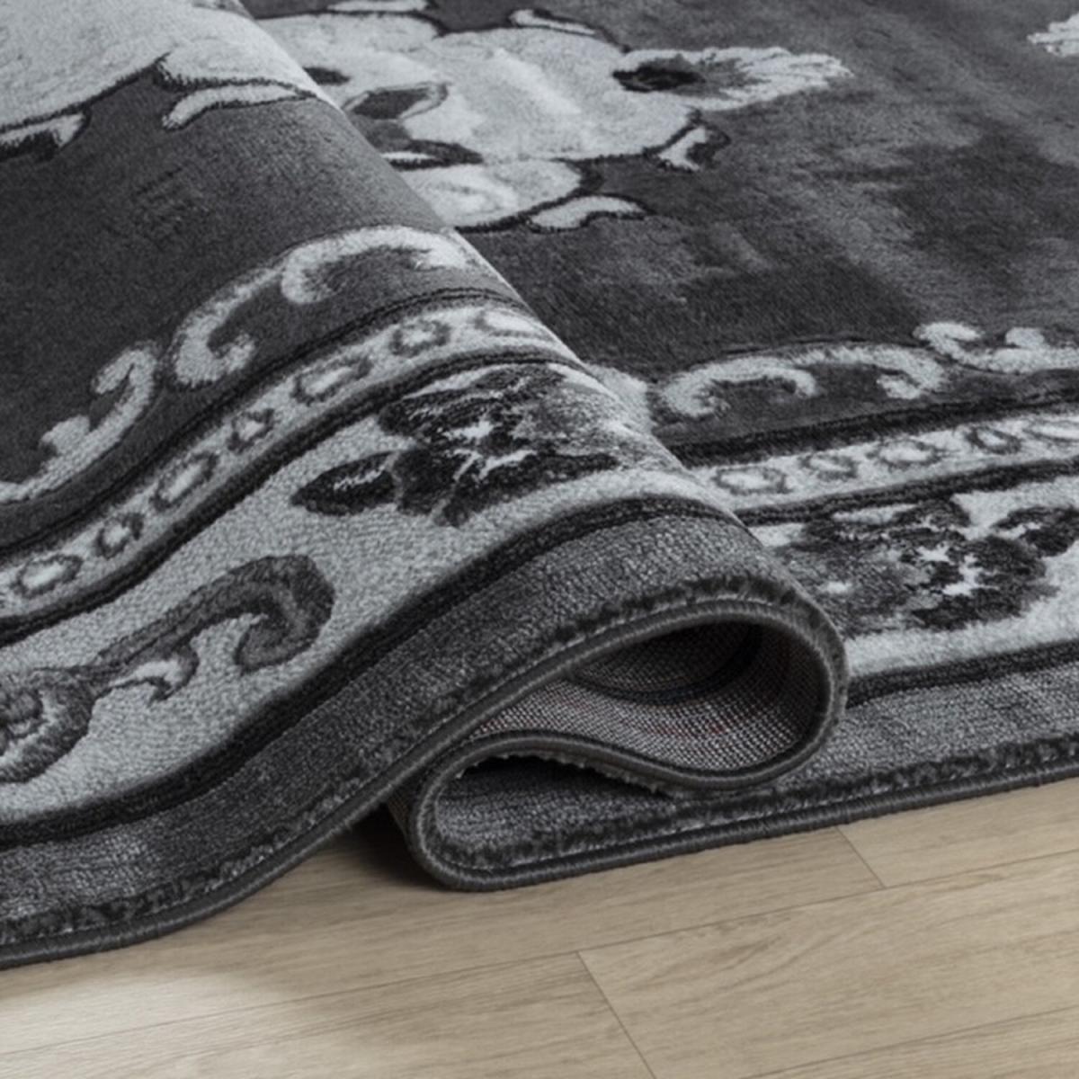 Abaseen Gewels Traditional Rug Classic Oriental Rug 10mm Soft Pile Area Rugs - Dark Grey / 330cm – image 5
