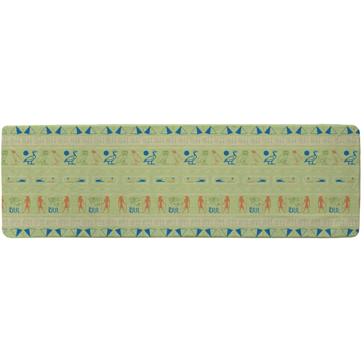 Hieroglyphic Egyptian Language Symbols Runner Rug - Green – image 2