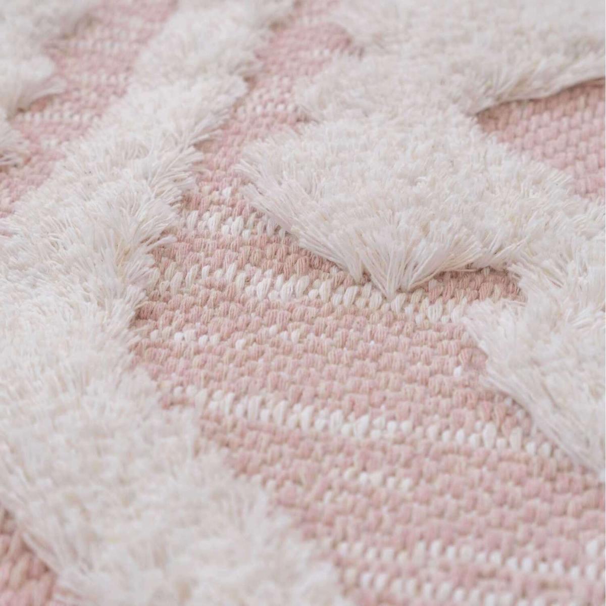 Blush Pink Tufted Carved Recycled Cotton Area Rug - Tribal - Pink – image 2