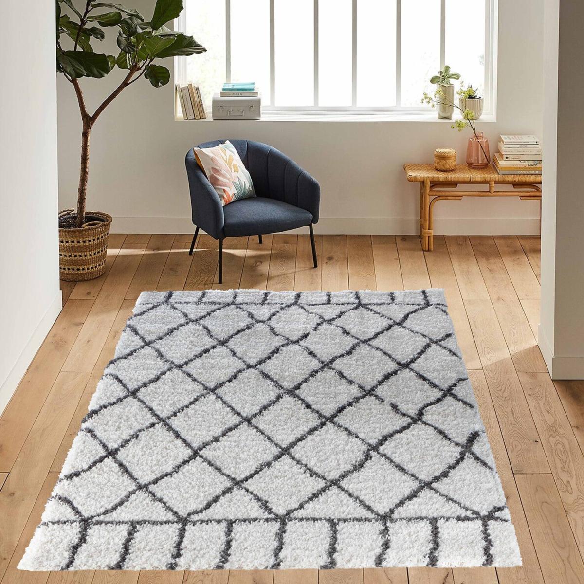 Moroccan Berber Shaggy Rugs Living Room Diamond Design - Dark Cream / 150cm – image 1