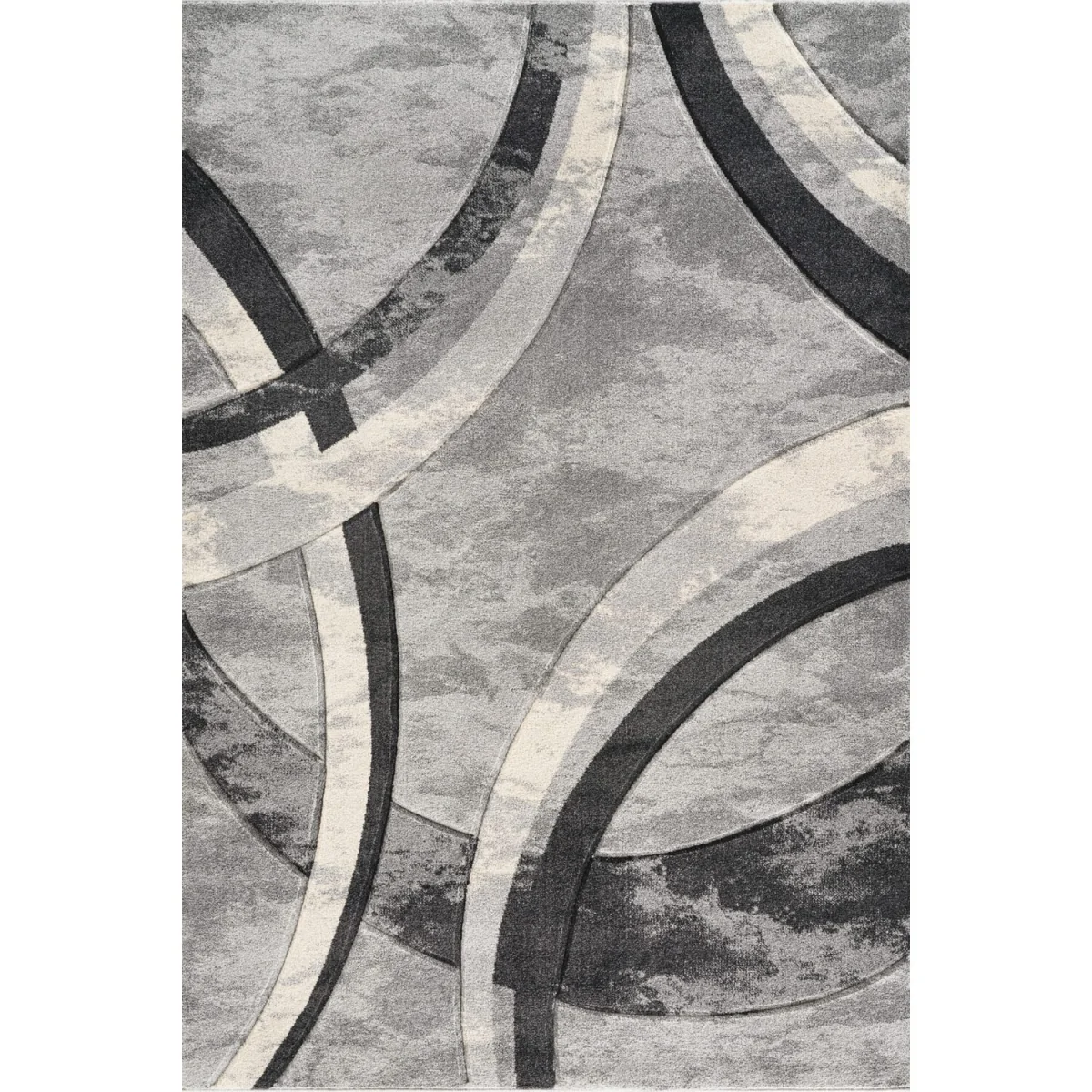 Santiago Modern Abstract Geometric Carved Rugs Living Room Curve Design Area Rug - Grey / 220cm – image 3
