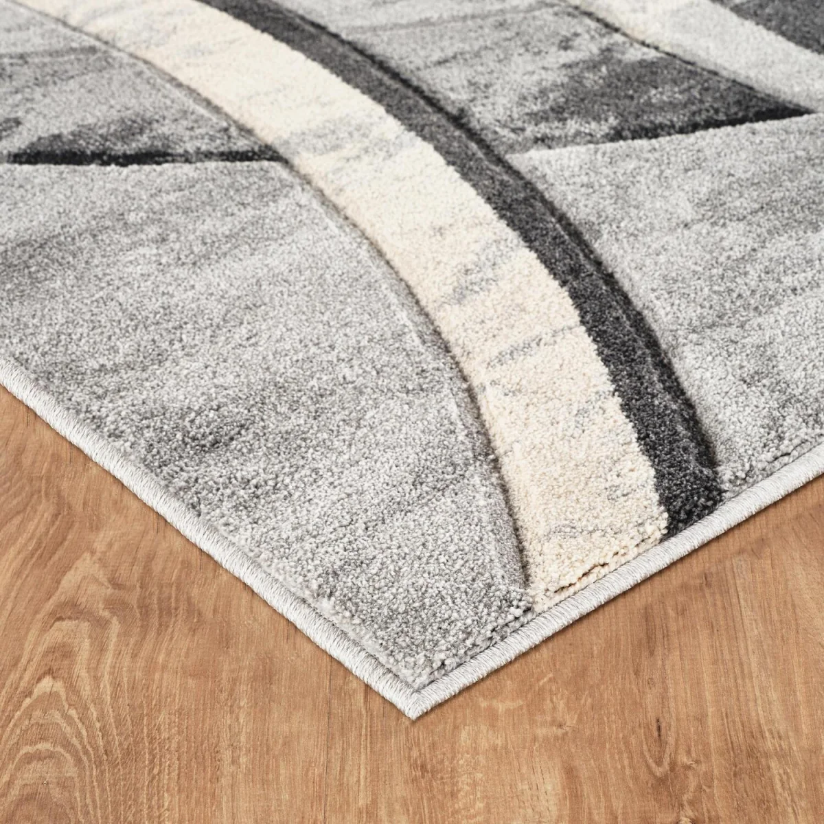 Santiago Modern Abstract Geometric Carved Rugs Living Room Curve Design Area Rug - Grey / 220cm – image 5