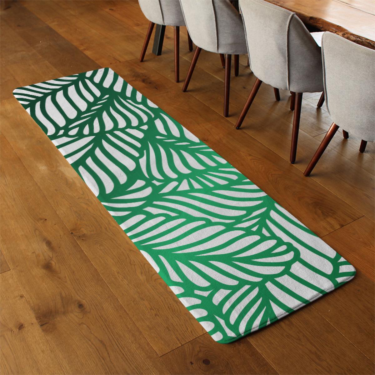Green Biophilic design with natural analogues texture Designer Runner Rug - Green – image 3