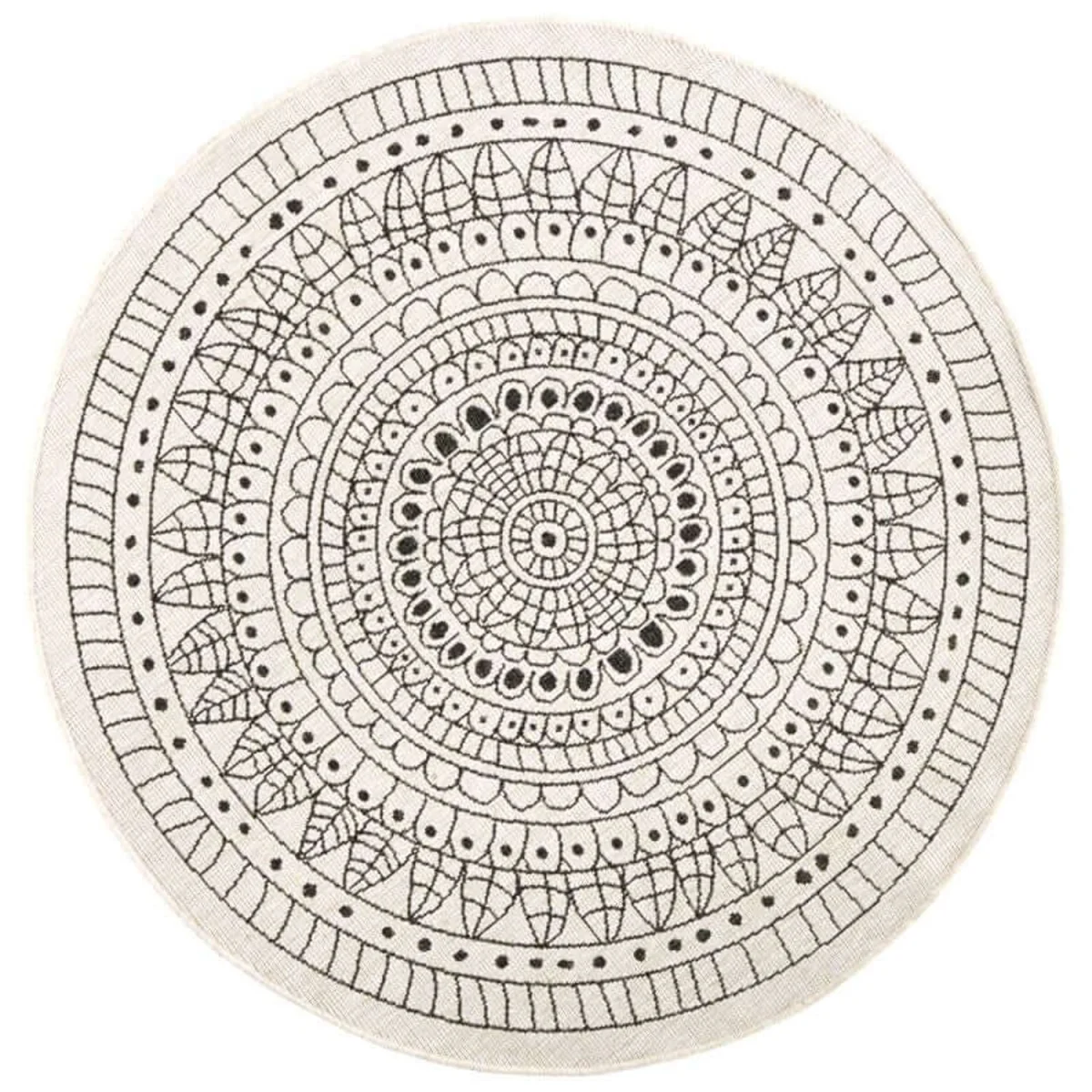 Reversible Porto Indoor & Outdoor Round Rug Ochre. - Black / 140.0cm – image 3