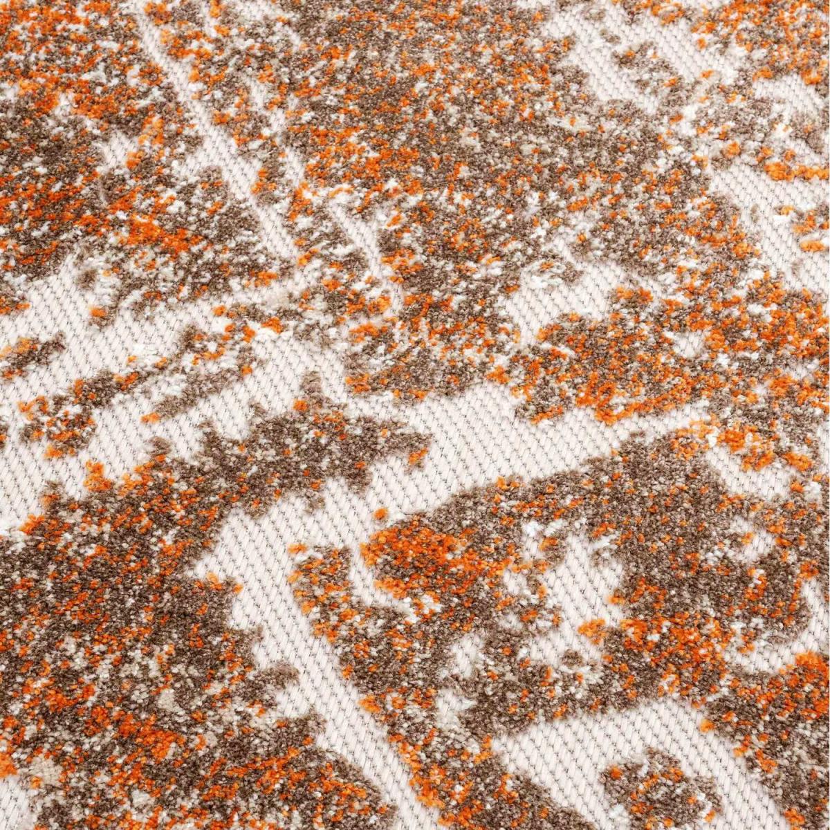 Orange Terracotta White Bordered Geometric Weatherproof Indoor Outdoor Area Rug - Terracotta / 290 x 200cm – image 5