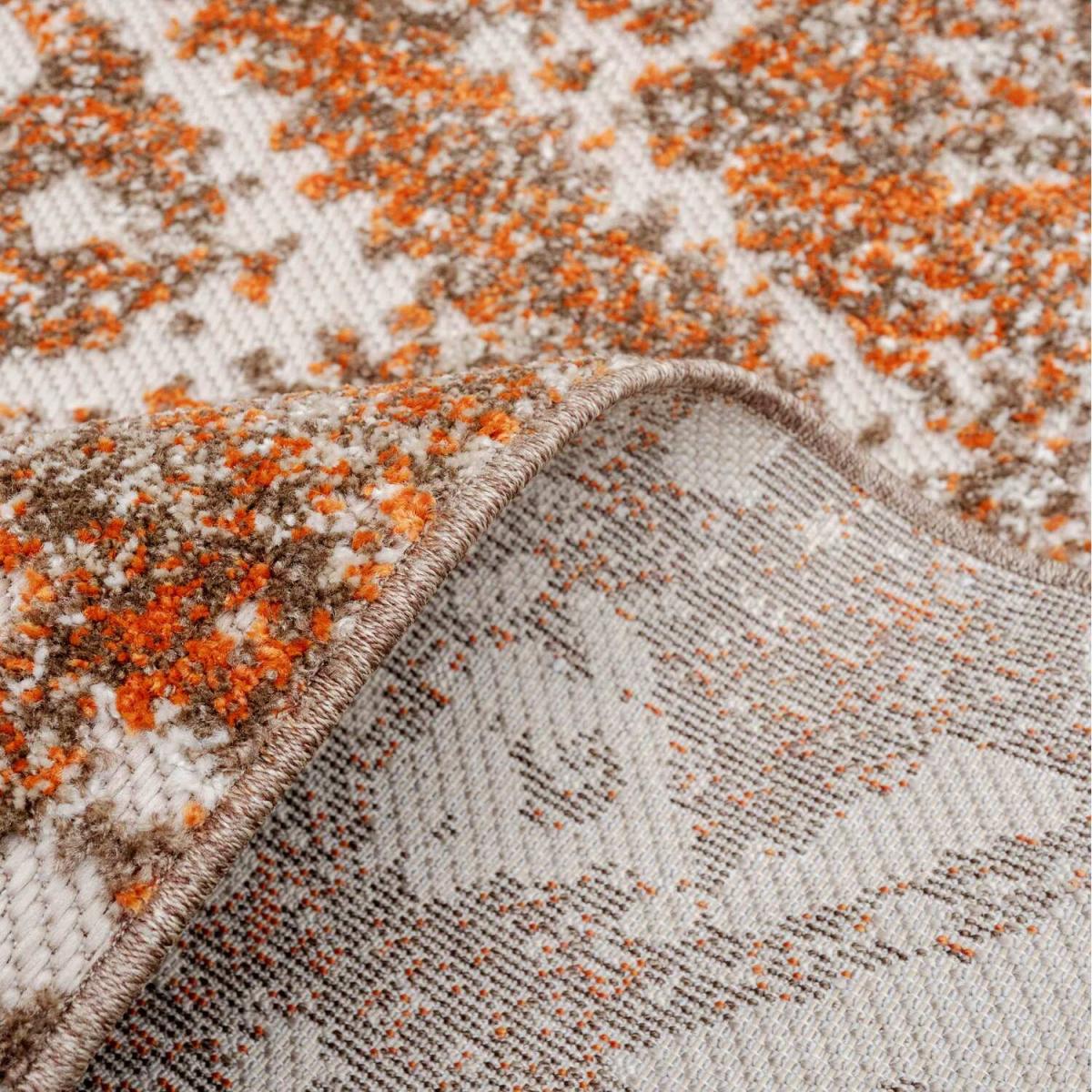 Orange Terracotta White Bordered Geometric Weatherproof Indoor Outdoor Area Rug - Terracotta / 290 x 200cm – image 6