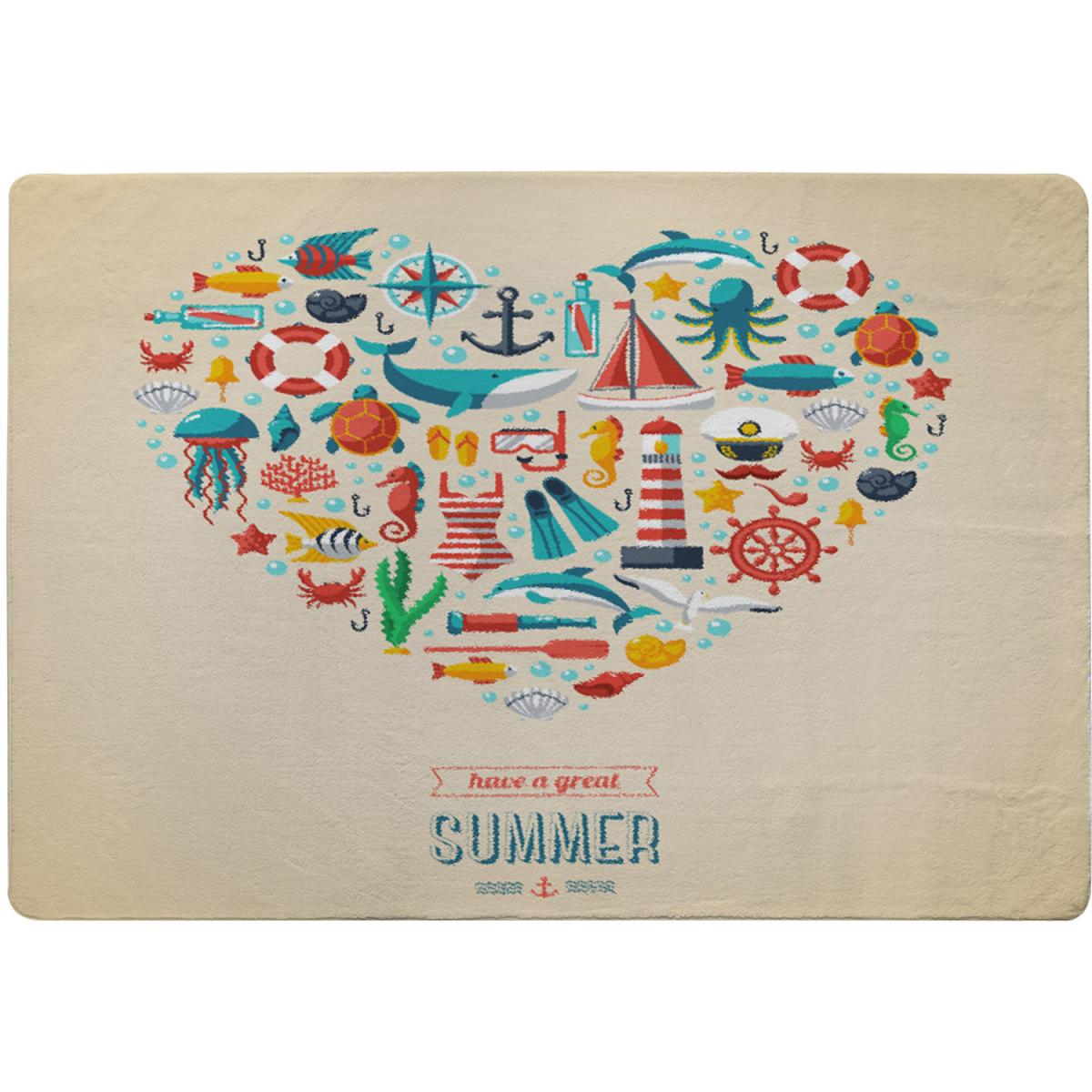 Love Heart Of Sealife Nautical Items Rug - Yellow / 230cm – image 2