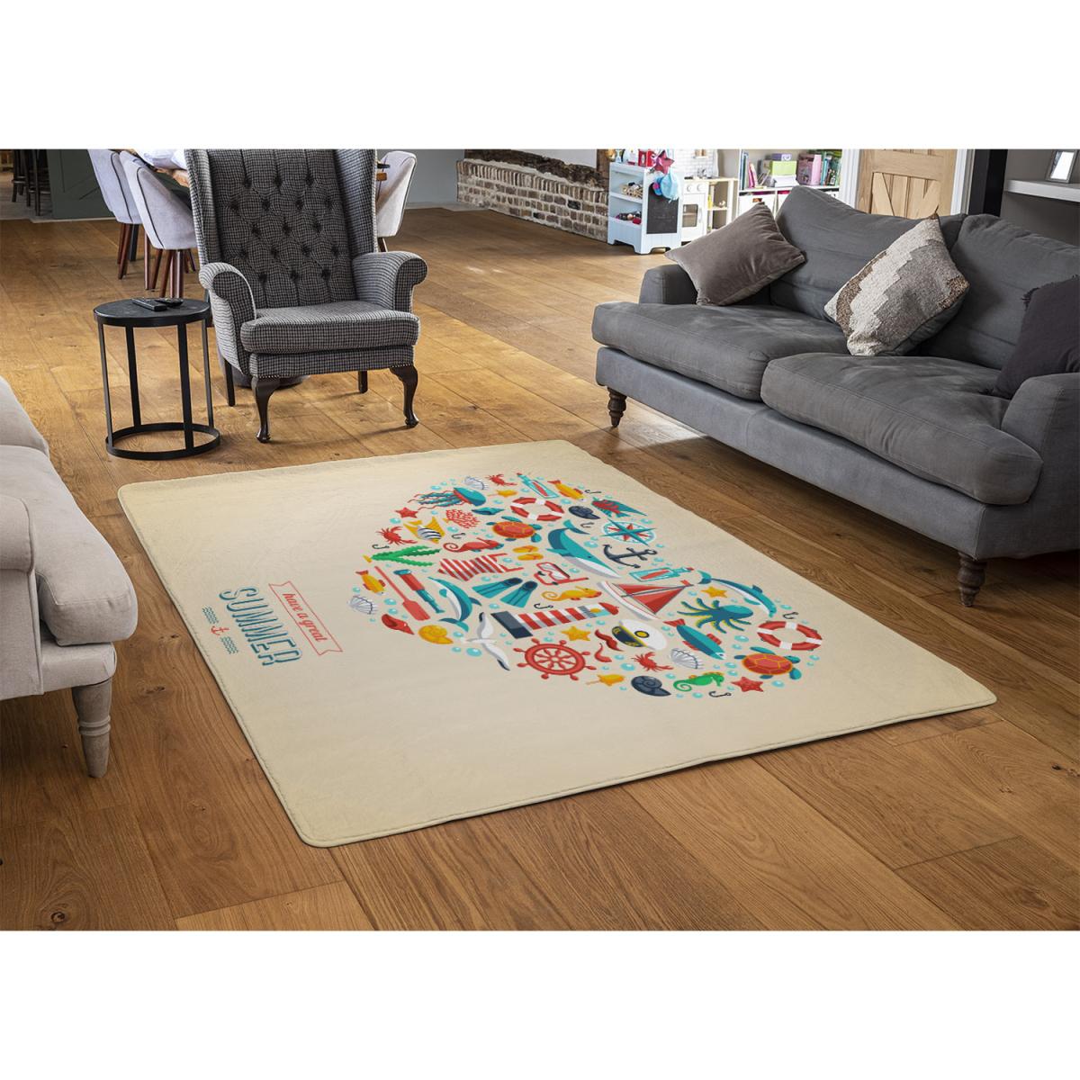 Love Heart Of Sealife Nautical Items Rug - Yellow / 230cm – image 3