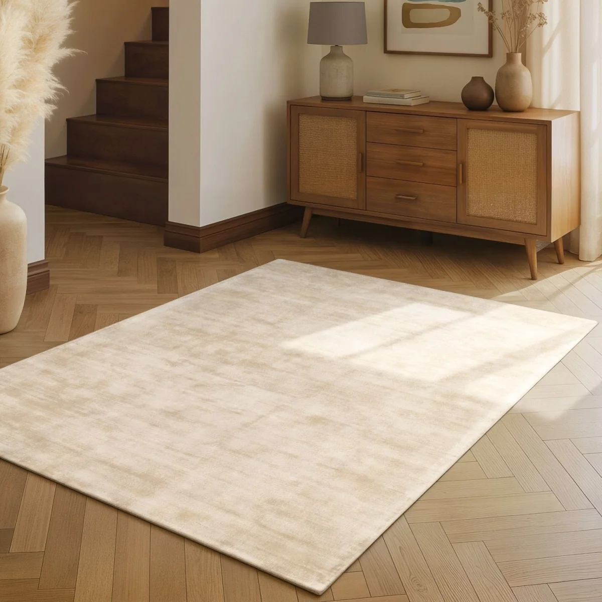Vikosa Jane Viscose Plain Rug - Cream / 200 x 300cm - Cream / 200.0cm – image 8