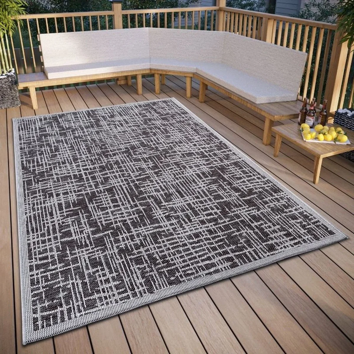 Abstract Weatherproof Indoor & Outdoor Rug Dark Grey - Grey – image 10